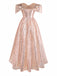Champagne 1930s Off-Shoulder Sequin Dress