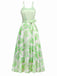 1930s Bow Organza Floral Spaghetti Straps Dress