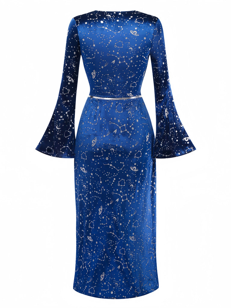 1970s Halloween Magician Cosplay Slit Dress With Hat