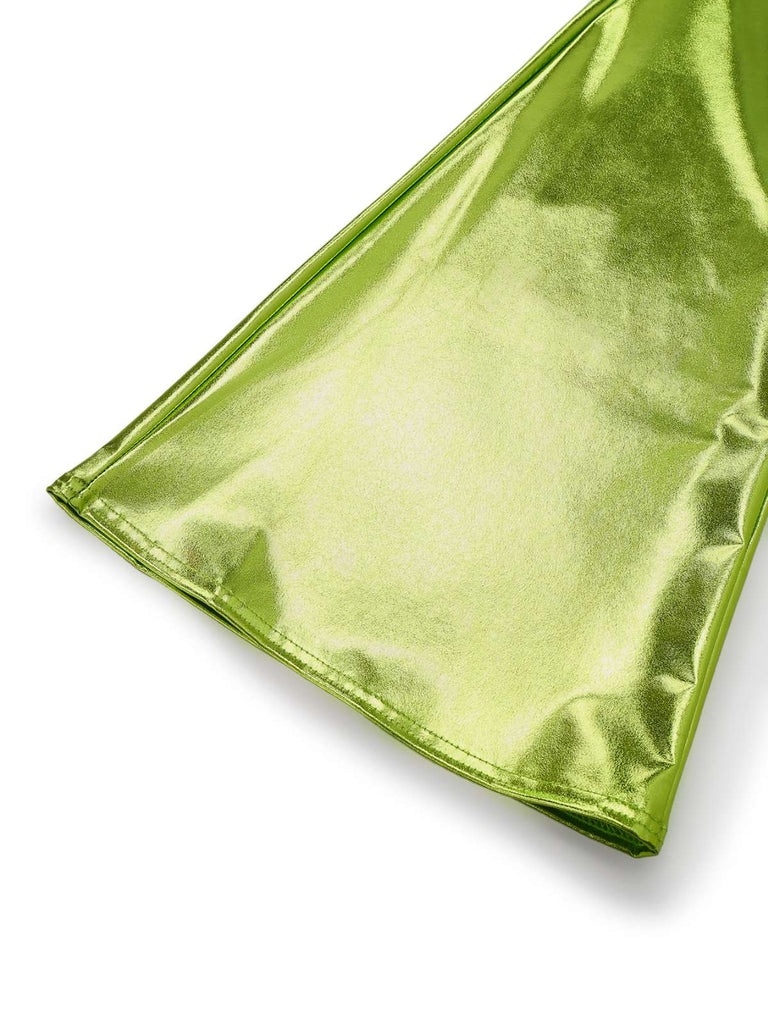 1970s Solid Laser Metallic Tight Bootcut Pants