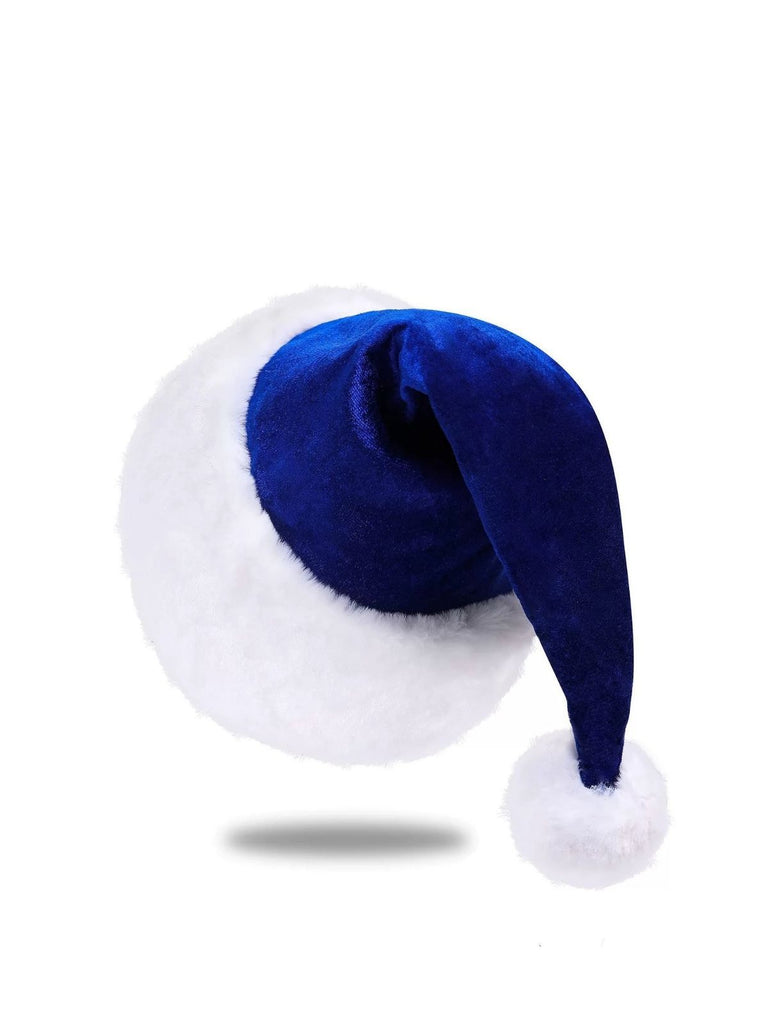 Christmas Solid Velvet Faux Fur Trim Hat