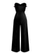 1970s Strapless Feather Solid Jumpsuit