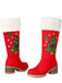 Red Embroidered Christmas Tree Fuzzy Snow Boots