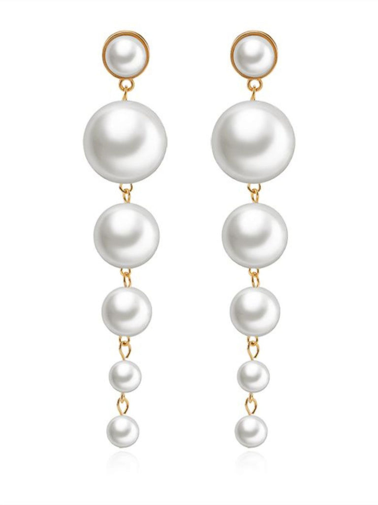 Vintage Gold Tassel Pearl Earrings