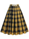 1950s Polka Dot Belt Plaid Pleated Skirt