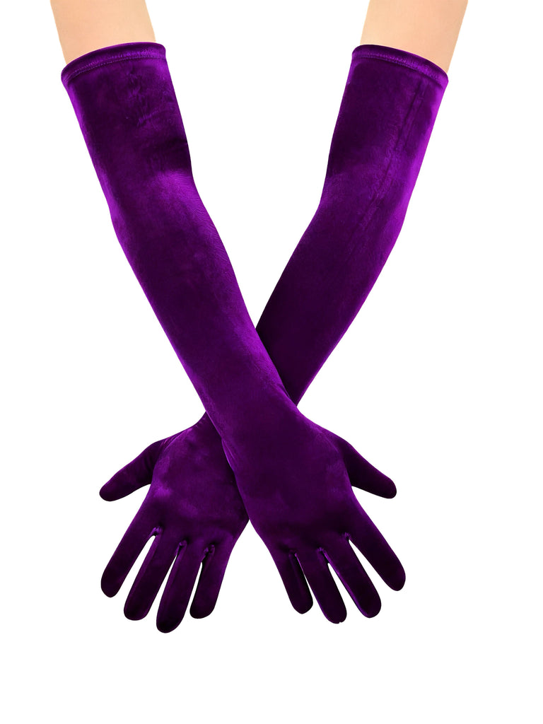 Vintage Solid Thick Velvet Long Gloves