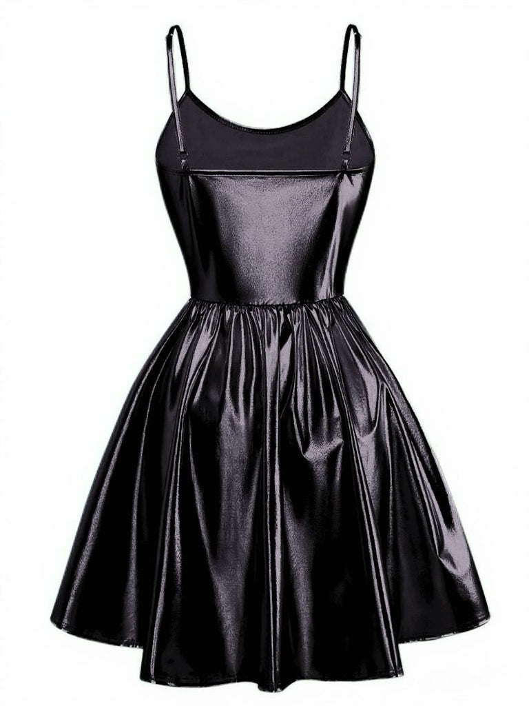 1980s Metallic Spaghetti Strap Party Dress