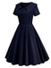 1950s Solid Lapel Swing Dress