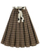 1950s Polka Dot Belt Plaid Pleated Skirt