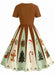 Brown 1950s Christmas Gingerbread Swing Dress