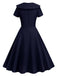 1950s Solid Lapel Swing Dress