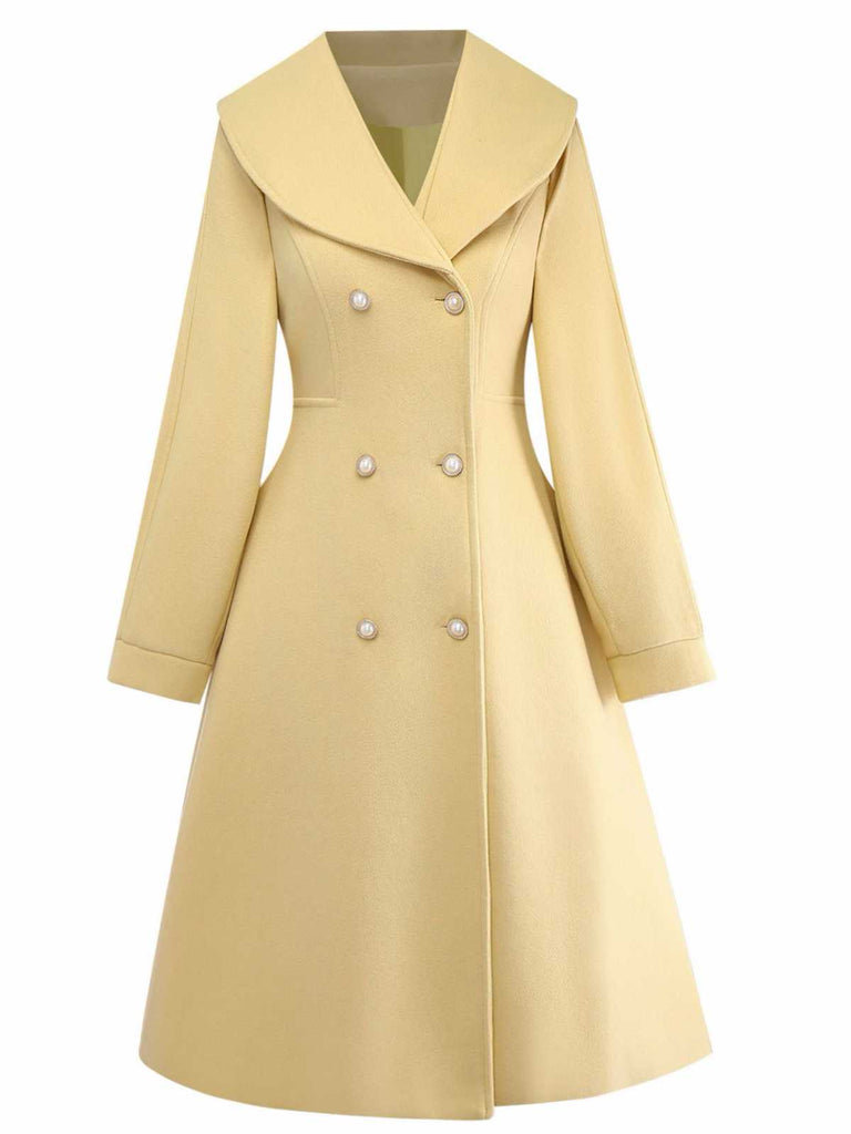 Yellow 1930s Lapel Double-Breasted Coat