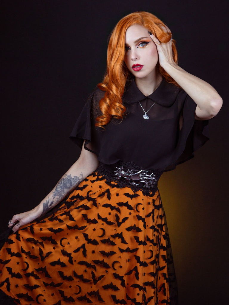 1950s Halloween Strap Patchwork Dress & Cape