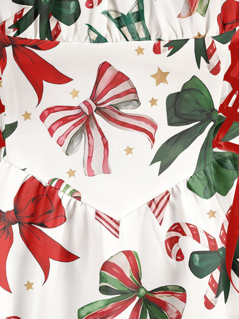 1950s Christmas Ornament Lace-Up Dress