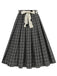 1950s Polka Dot Belt Plaid Pleated Skirt