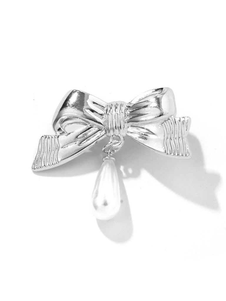 3D Bow Pearl Drop Hair Clip - vintage fashion, retro style