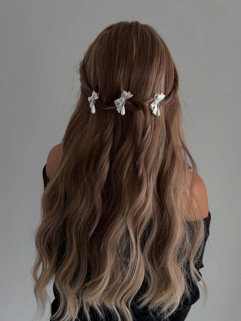 3D Bow Pearl Drop Hair Clip - vintage fashion, retro style