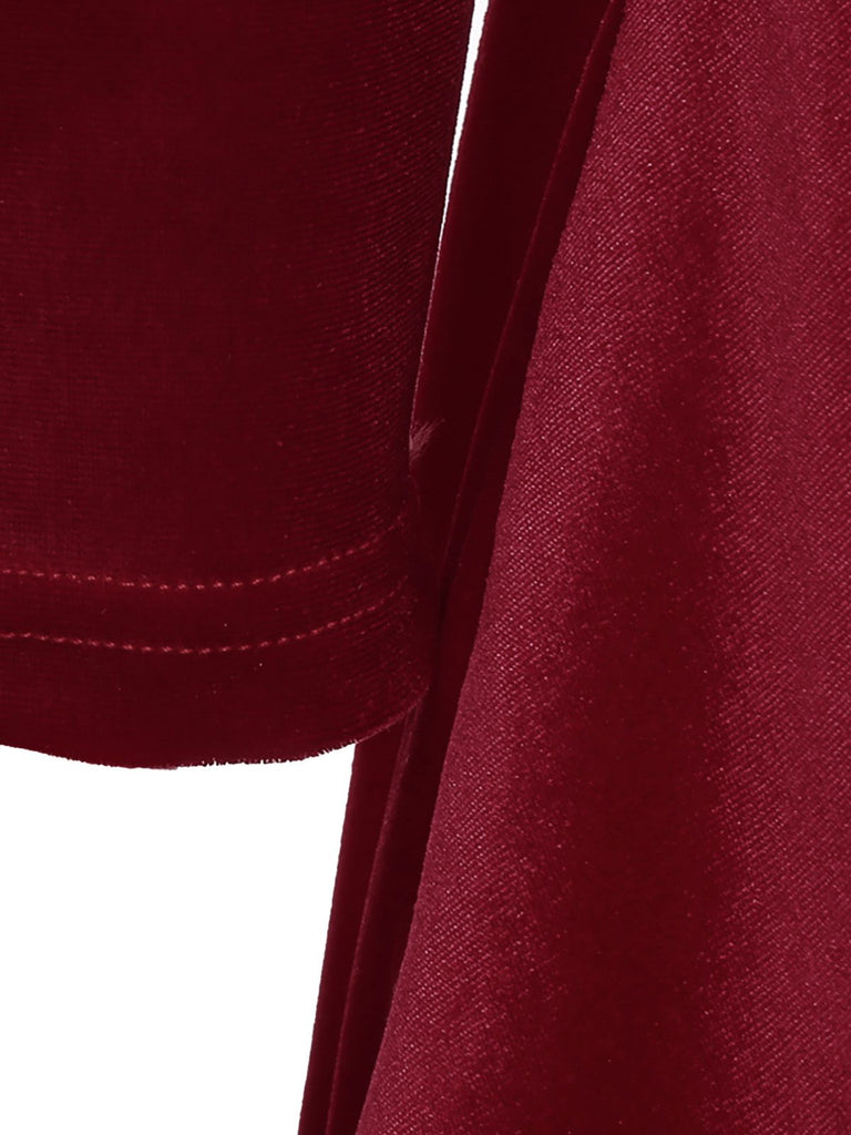 Red 1950s Christmas Velvet Santa Fur Collar Pearl Dress