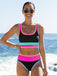 3PCS 1950s Contrast Color Zigzag Trim Tankini Set & Cover-Up: beautiful vintage fashion, retro style, classic elegance with timeless appeal