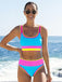3PCS 1950s Contrast Color Zigzag Trim Tankini Set & Cover-Up, vintage fashion, retro style - perfect for women who love vintage and retro fashion