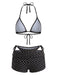 3PCS 1950s Polka Dot Halter Tie Shorts Bikini Set, vintage swimsuit, pin-up swimwear - perfect for women who love vintage and retro fashion