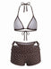 3PCS 1950s Polka Dot Halter Tie Shorts Bikini Set, vintage swimsuit, pin-up swimwear - perfect for women who love vintage and retro fashion