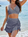 3PCS 1950s Ruffled Hem Plaid Drawstring Tankini Set: beautiful vintage fashion, retro style, classic elegance with timeless appeal