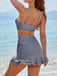 3PCS 1950s Ruffled Hem Plaid Drawstring Tankini Set - vintage fashion, retro style, classic elegance for vintage lovers