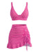 3PCS 1950s Ruffled Hem Plaid Drawstring Tankini Set - vintage fashion, retro style, classic elegance for vintage lovers