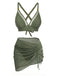 3PCS 1950s Solid Metal Button Bikini Set: beautiful vintage swimwear, retro swimsuit, pin-up style with timeless appeal