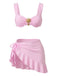 3PCS 1950s Solid Metal Sun Chain Accent Bikini Set & Cover-Up: beautiful vintage swimwear, retro swimsuit, pin-up style with timeless appeal