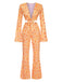 3PCS 1970s Flare Sleeve Disco Hippie Costume Set - vintage fashion, retro style