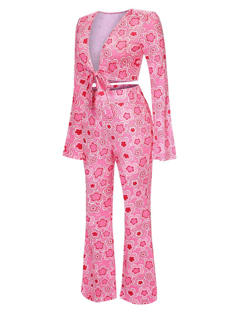3PCS 1970s Flare Sleeve Disco Hippie Costume Set - vintage fashion, retro style