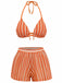 3PCS 1970s Striped Knit Boho Bikini Set & Cover-Up - vintage fashion, retro style