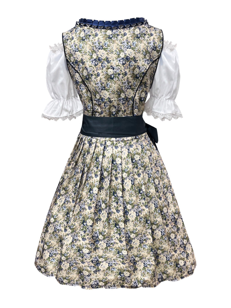 Blue 1950s Square Neck Two Piece Set 2