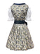 Blue 1950s Square Neck Two Piece Set 2