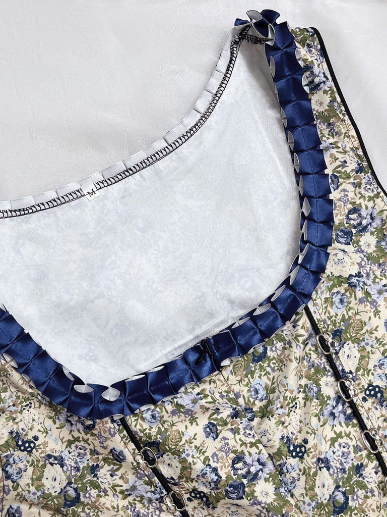 Blue 1950s Square Neck Two Piece Set 9