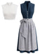 3PCS Blue 1950s Sleeveless Dress & Floral Apron & Lace Top, vintage dress, retro fashion, rockabilly, pin-up fashion - perfect for women who love vintage and retro fashion