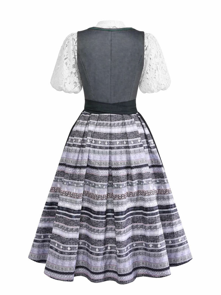 3PCS Green 1950s Polka Dot Border Print Dress & Apron & Lace Top, vintage dress, retro fashion, rockabilly, pin-up fashion - perfect for women who love vintage and retro fashion