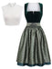 3PCS Green 1950s Square Neck Velvet Jacquard Dress & Apron & Lace Top, vintage dress, retro fashion, rockabilly, pin-up fashion - perfect for women who love vintage and retro fashion