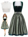 3PCS Green 1950s Square Neck Velvet Jacquard Dress & Apron & Lace Top, vintage dress, retro fashion, rockabilly, pin-up fashion - perfect for women who love vintage and retro fashion