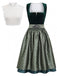 3PCS Green 1950s Square Neck Velvet Jacquard Dress & Apron & Lace Top, vintage dress, retro fashion, rockabilly, pin-up fashion - perfect for women who love vintage and retro fashion