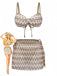 3PCS Khaki 1950s Crochet Hollow Bikini Set & Cover Up - vintage swimwear, retro swimsuit, pin-up style for vintage lovers