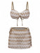 3PCS Khaki 1950s Crochet Hollow Bikini Set & Cover Up: beautiful vintage swimwear, retro swimsuit, pin-up style with timeless appeal