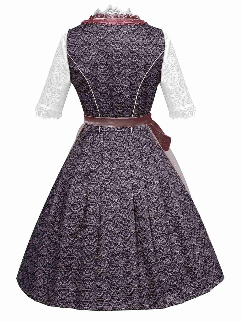 3PCS Pink 1950s Lace Top & Embroidered Ribbon Dress - vintage dress, retro fashion, rockabilly