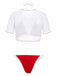3PCS Red 1950s Cherry Print Tie-Up Bikini Set - vintage fashion, retro style, elegant red