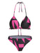 3PCS Rose Red 1960s Geometric Bikini Set & Cover-Up — because 1960s glamour never goes out of style