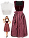 3PCS Wine Red 1950s Square Neck Velvet Dress & Apron & Lace Top, vintage dress, retro fashion, rockabilly, pin-up fashion - perfect for women who love vintage and retro fashion