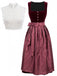3PCS Wine Red 1950s Square Neck Velvet Dress & Apron & Lace Top, vintage dress, retro fashion, rockabilly, pin-up fashion - perfect for women who love vintage and retro fashion