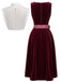 3PCS Wine Red 1950s Square Neck Velvet Dress & Apron & Lace Top, vintage dress, retro fashion, rockabilly, pin-up fashion - perfect for women who love vintage and retro fashion